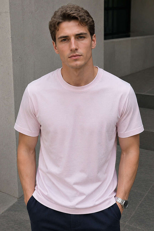 T-shirt homme en surem col rond rose