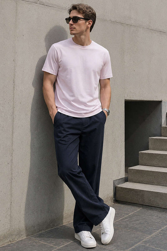 T-shirt homme en surem col rond rose