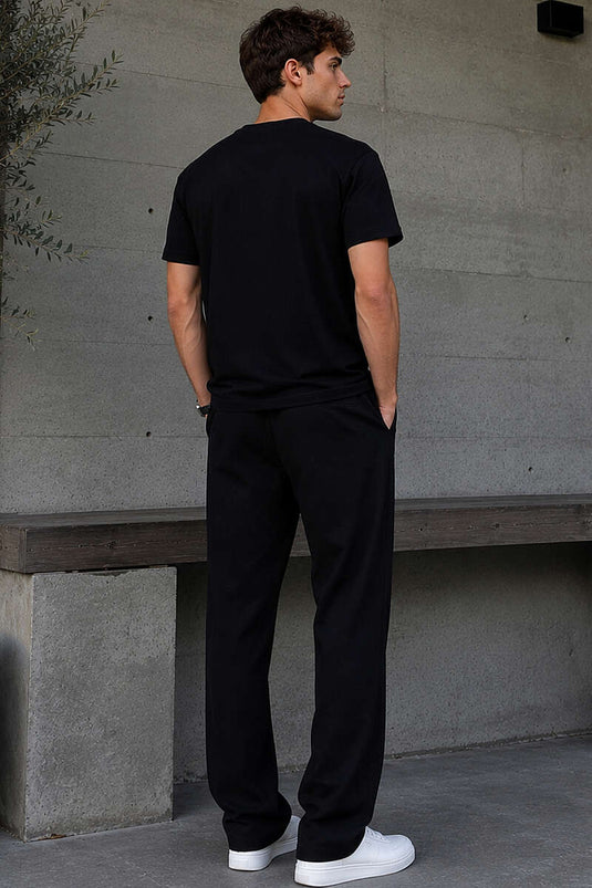 T-shirt homme en surem noir à col rond