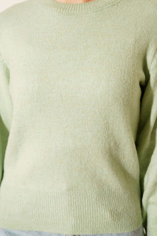Cowl Neck Knit Sweater In Mint Green