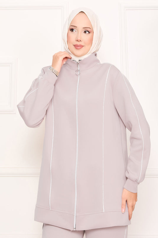 Piping Detailed Two-Piece Suit Beige