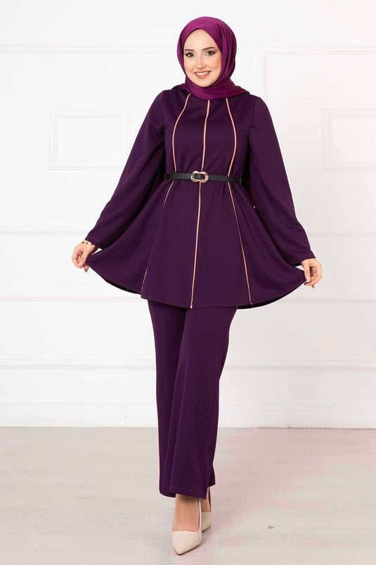 Traje Mevlana con detalle de ribetes Morado