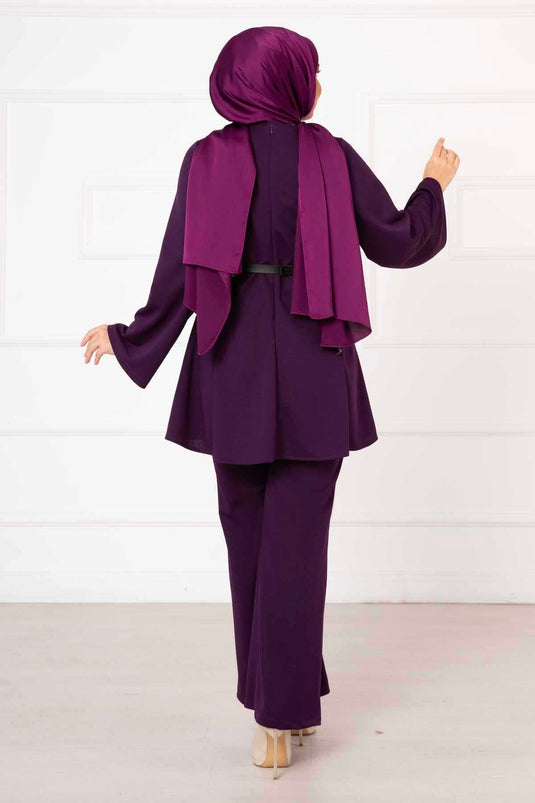 Traje Mevlana con detalle de ribetes Morado