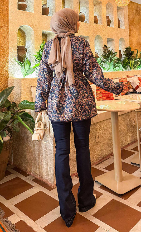 Veste matelassée à motif ethnique avec passepoil -15