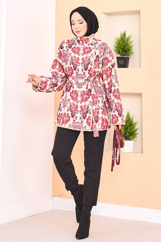 Veste matelassée à motif ethnique avec passepoil -3