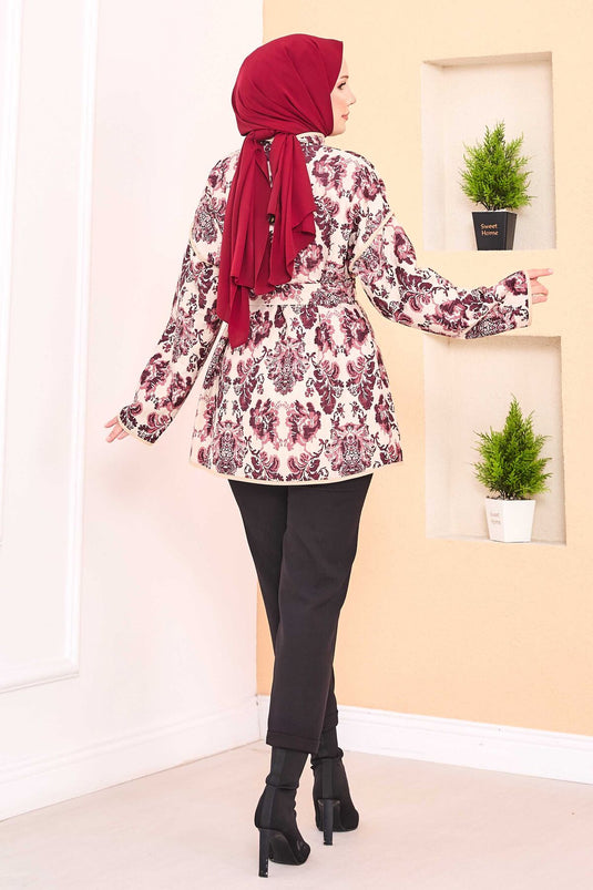 Veste matelassée à motif ethnique avec passepoil -8