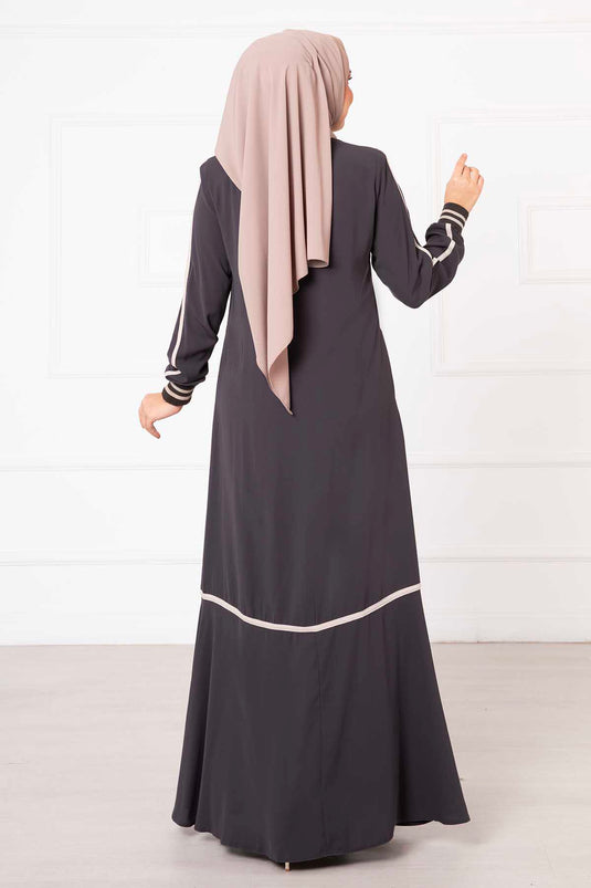 Antracite Ribbed Sleeve Abaya