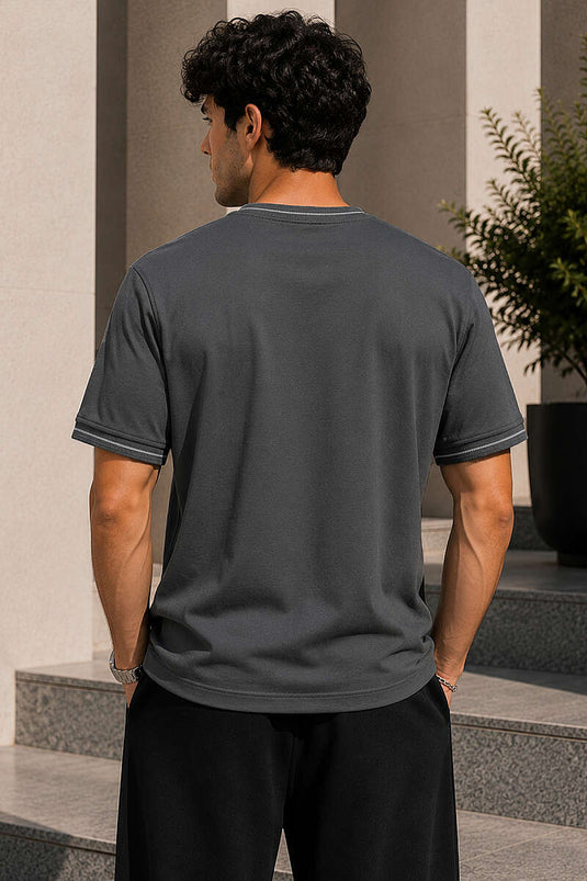 Biyeli Loyşa Bisiklet Yaka Erkek T-shirt Füme