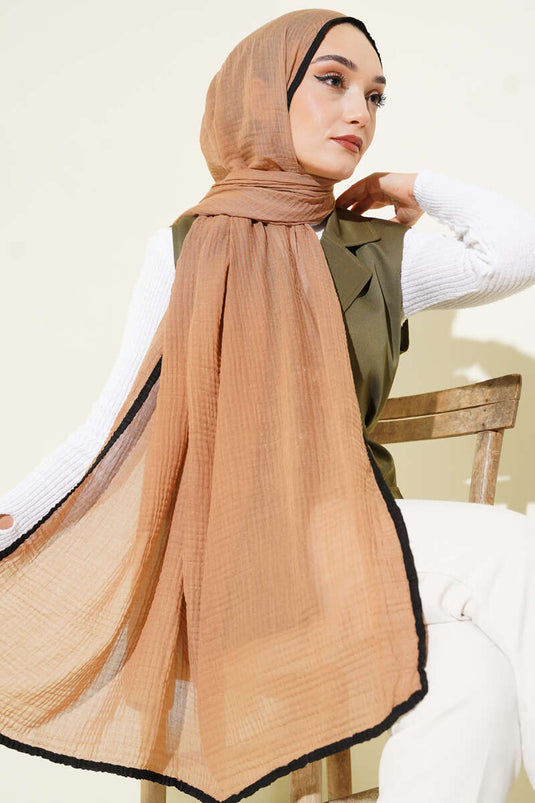 Châle en mousseline à bordure bronze