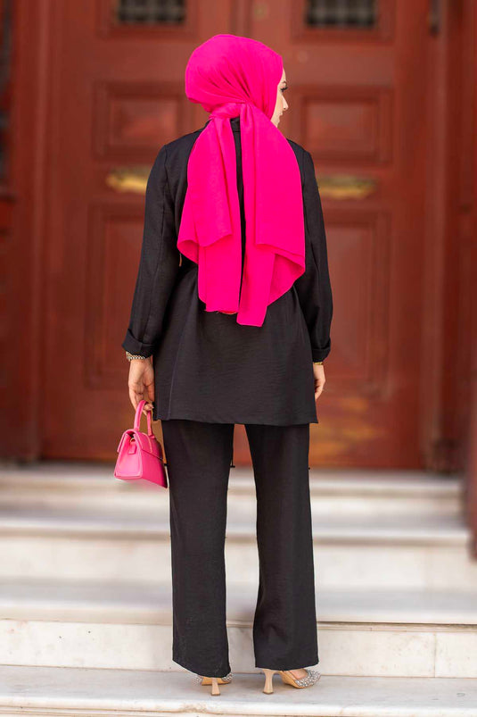 Blazer Veste Hijab Costume Deux Pièces Noir