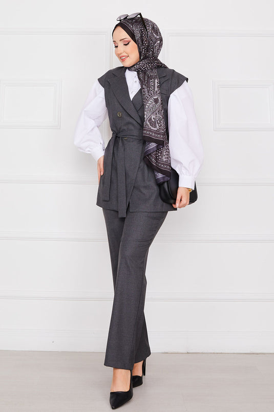 Blazer Hijab Vest Set Anthracite