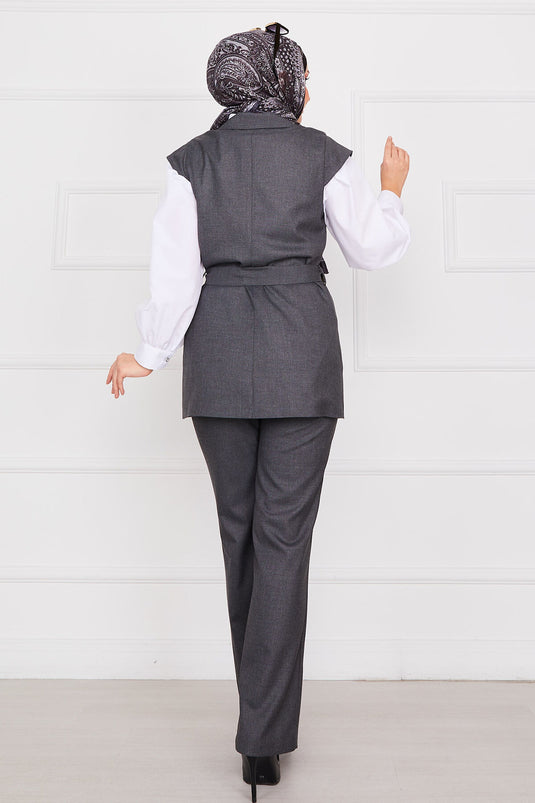 Blazer Hijab Vest Set Anthracite