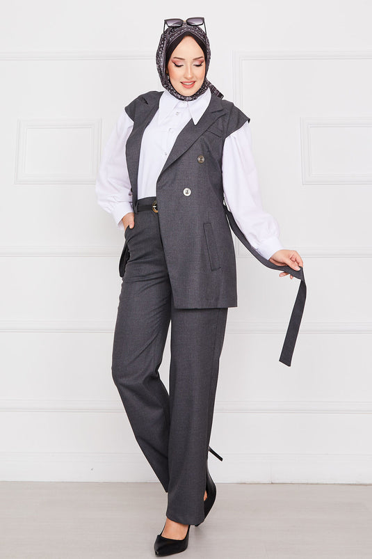 Blazer Hijab Vest Set Anthracite