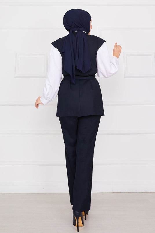 Blazer Hijab Gilet Costume Bleu Marine