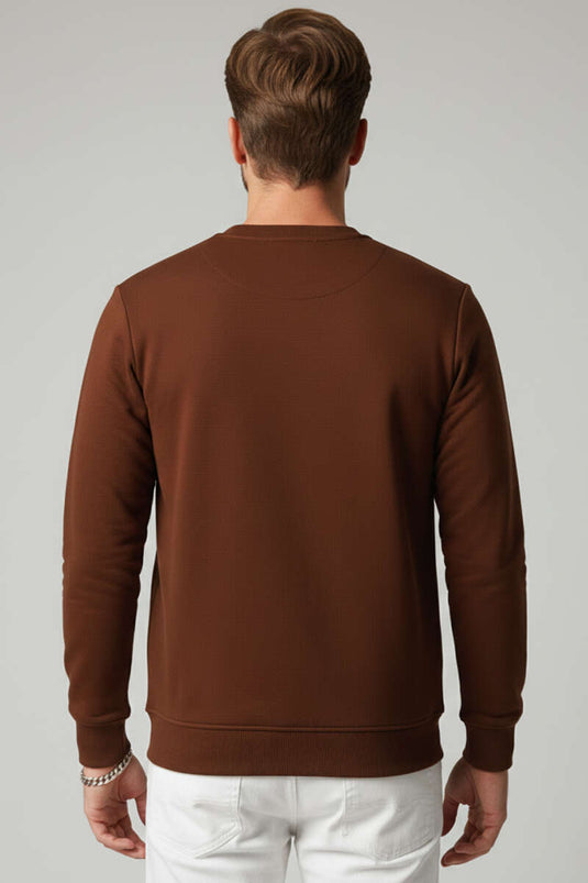 Blok Renkli Selanik Erkek Sweatshirt Kiremit