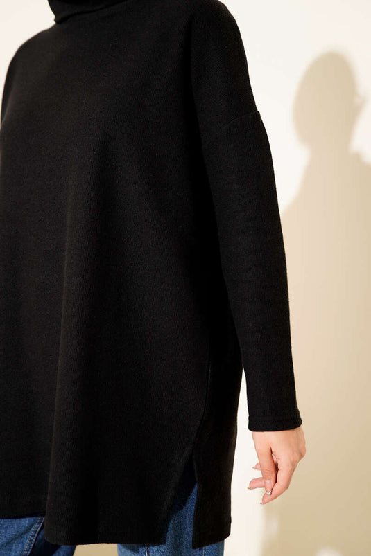 Turtleneck Corduroy Tunic Black
