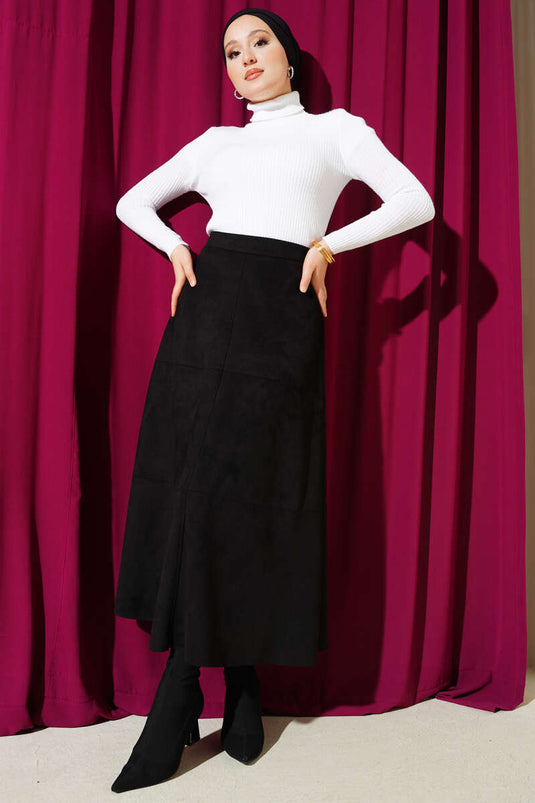 Turtleneck Ribbed Knit Sweater Ecru