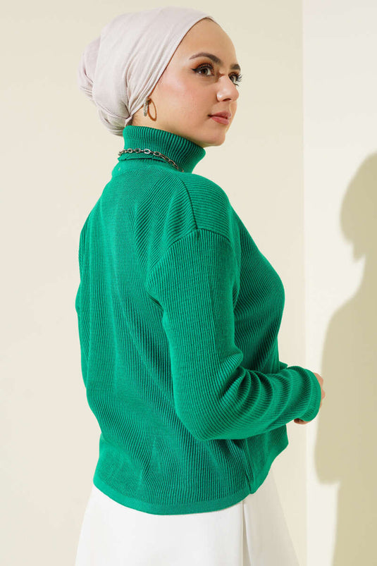 Emerald Turtleneck Loose Fit Knitted Sweater