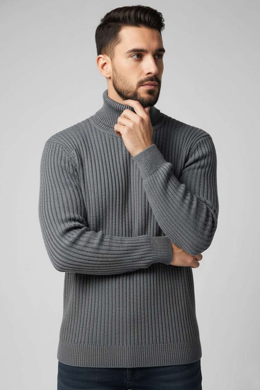 Herren-Rollkragenpullover in Dunkelgrau