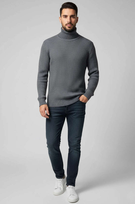 Men's Turtleneck Sweater in Dark Gray