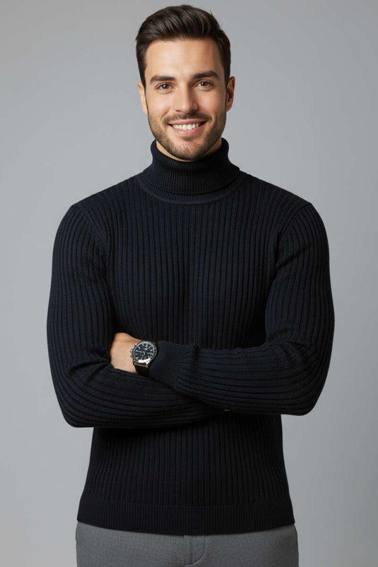 Heren coltrui, marineblauw