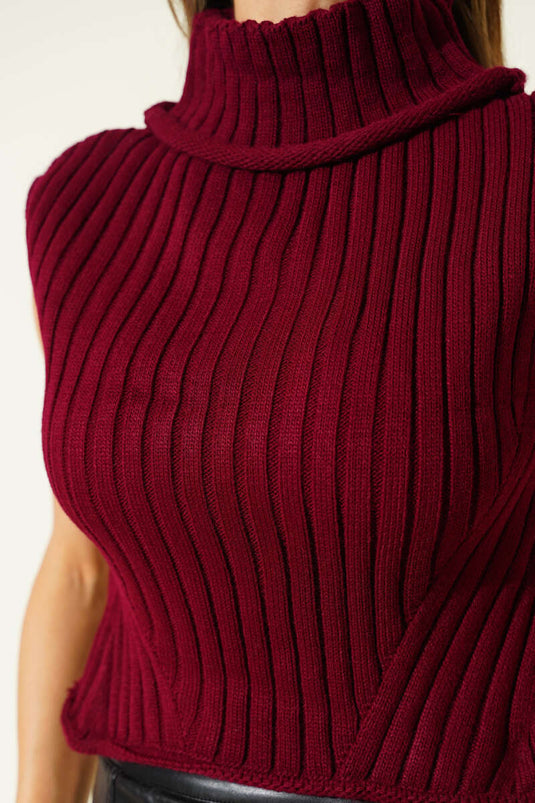 Turtleneck Knit Sweater, Burgundy