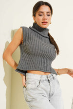 Pull à col roulé en maille, gris fumé