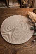 Set De 4 Sous-Verres Ronds En Paille Bohème Beige