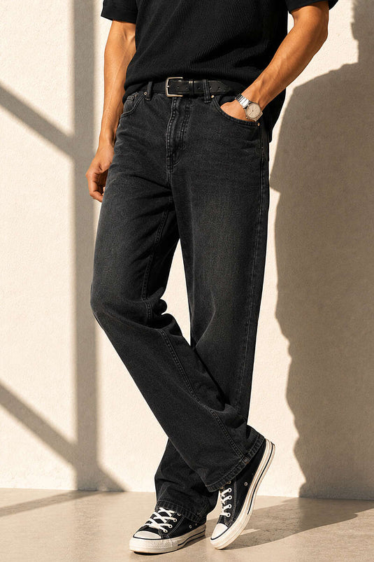 Pantalon en jean baggy pour homme noir
