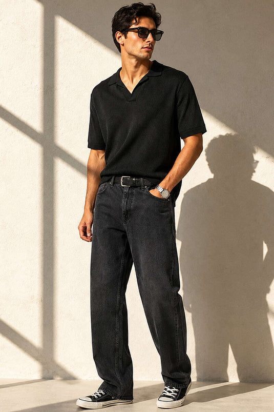 Pantalon en jean baggy pour homme noir