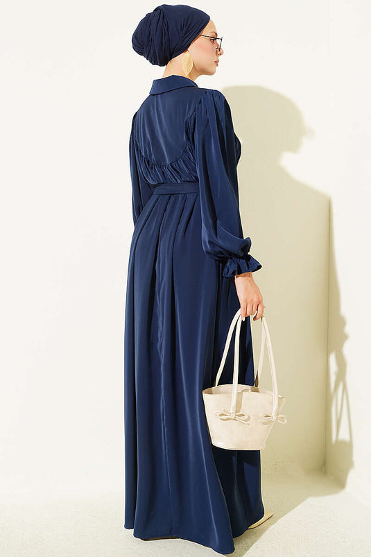 Navy Blau Gestepptes Kleid