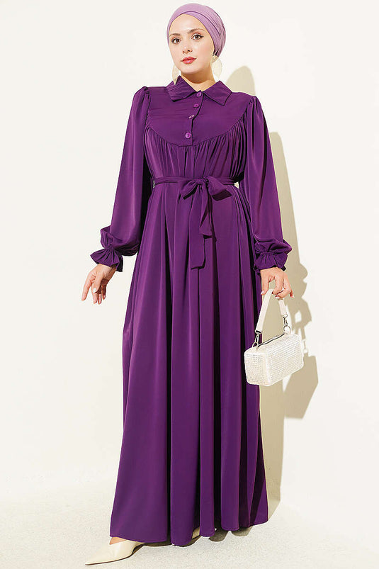 Abito Shirami Viola Con Rouches
