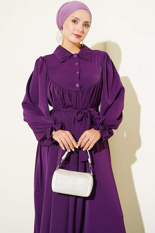 Abito Shirami Viola Con Rouches