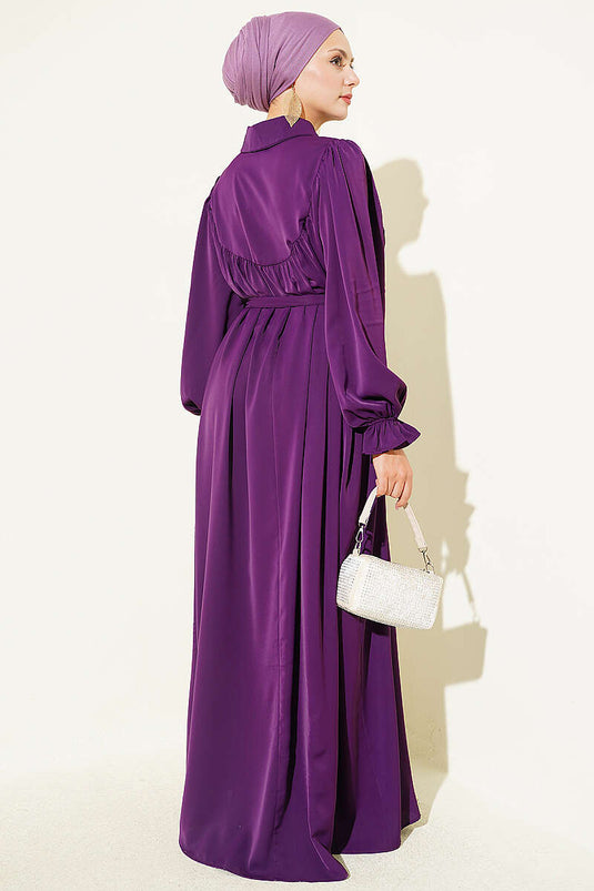 Abito Shirami Viola Con Rouches