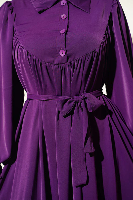Abito Shirami Viola Con Rouches