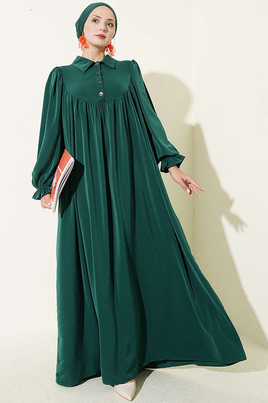 Abito Shirred Verde Con Corda String