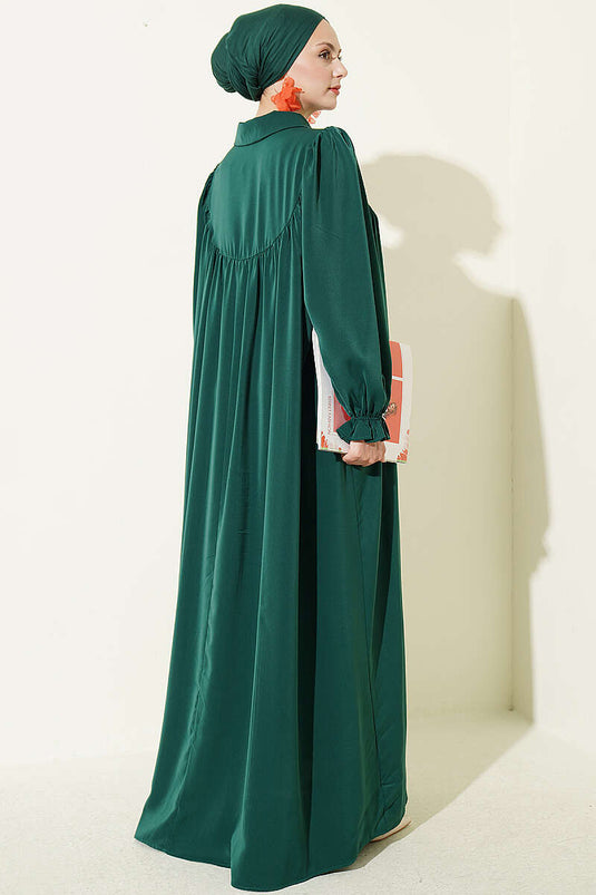 Abito Shirred Verde Con Corda String