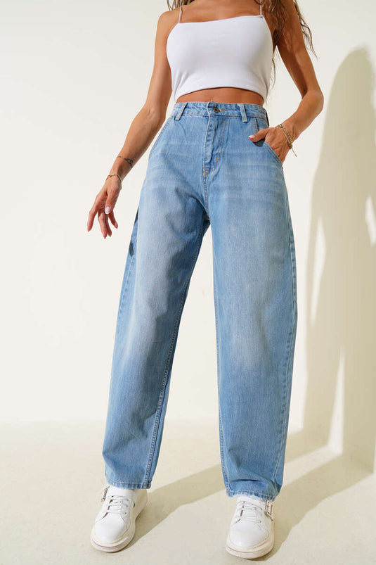 Weite Baggy-Jeans, blau