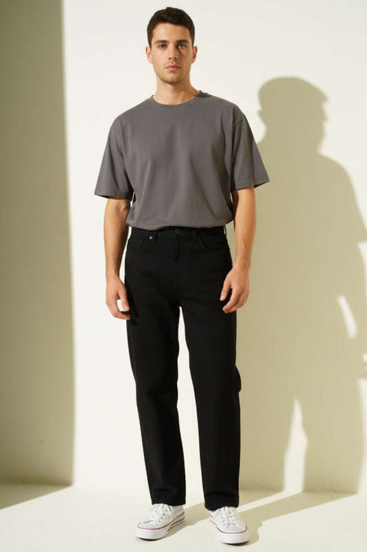 Pantalon en jean large pour homme noir Bol Paça