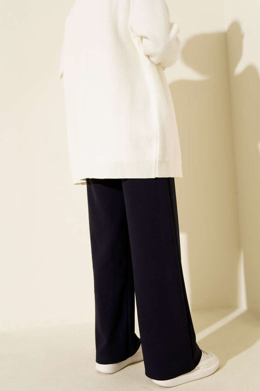 Pantalon à large taille élastique Bol Paça bleu marine