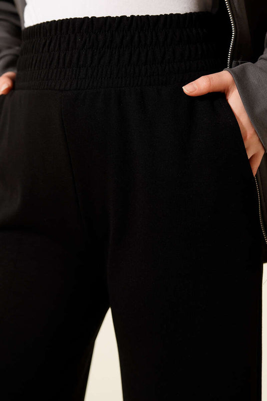 Pantalon Large À Taille Élastiquée Noir