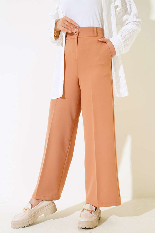 Pantalon large en tissu Latte