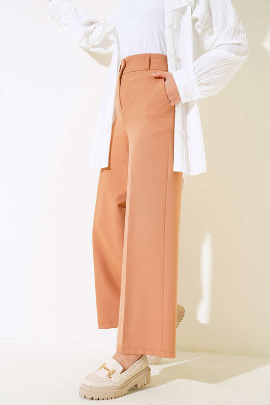 Pantalon large en tissu Latte