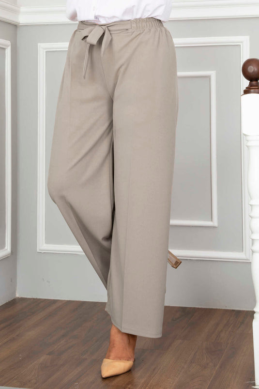 Wide Leg Modest Trousers Beige