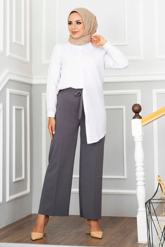 Wide Leg Modest Trousers Charcoal