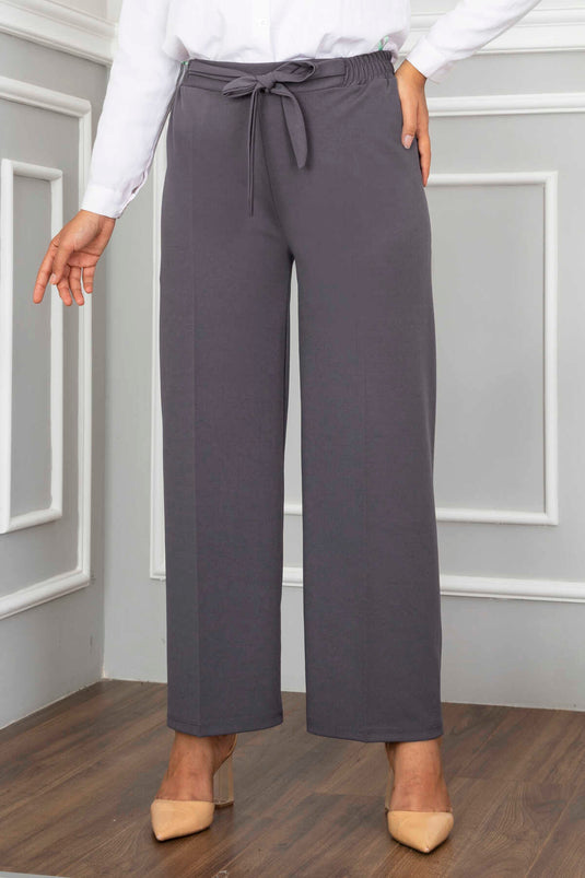 Wide Leg Modest Trousers Charcoal