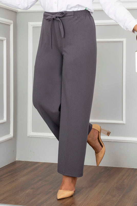 Wide Leg Modest Trousers Charcoal