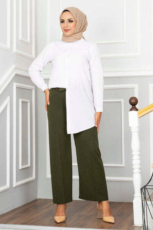 Wide Leg Modest Pants Khaki