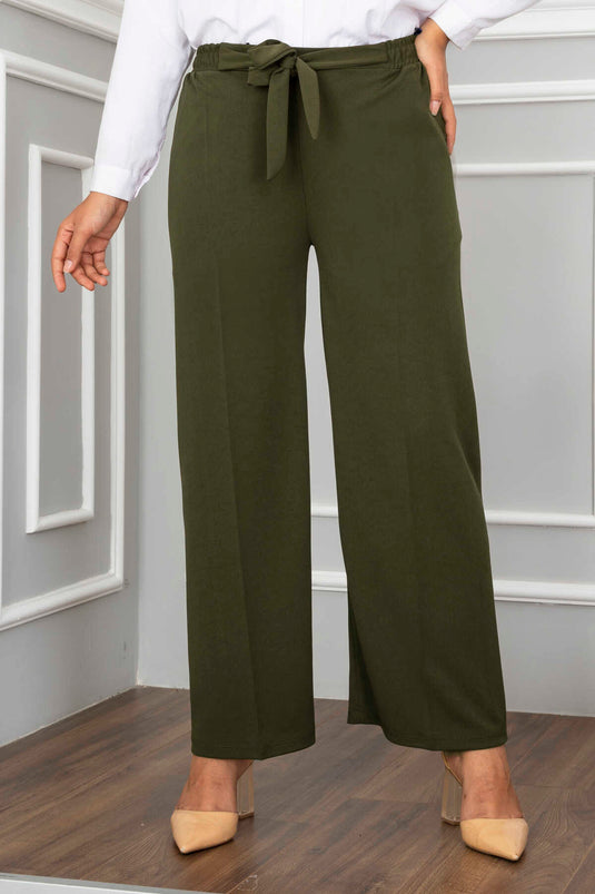 Wide Leg Modest Pants Khaki