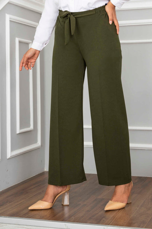 Wide Leg Modest Pants Khaki